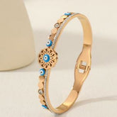 Stainless Steel Gold/Rosegold Plated Floral Shaped Evil Eye Kada